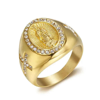 Bague pour homme Vierge Marie en or