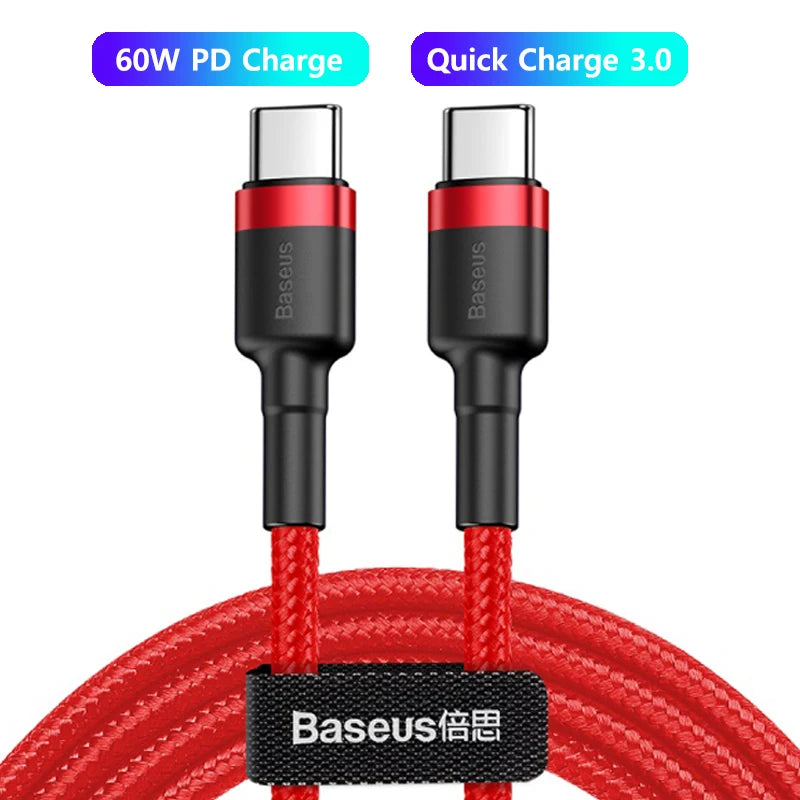Baseus 100W/5A USB C To USB Type C Cable For iPhone 16 15 PD Fast Charging Charger Cord For Macbook Samsung Xiaomi Type-C Cable - Maliame Store