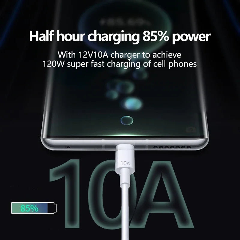 Universal 120W 10A USB to Type C Cable Super Fast Charging Cable For Huawei P40 Honor Data Cord For Xiaomi Redmi 0.3/1M/1.5M/2M - Maliame Store