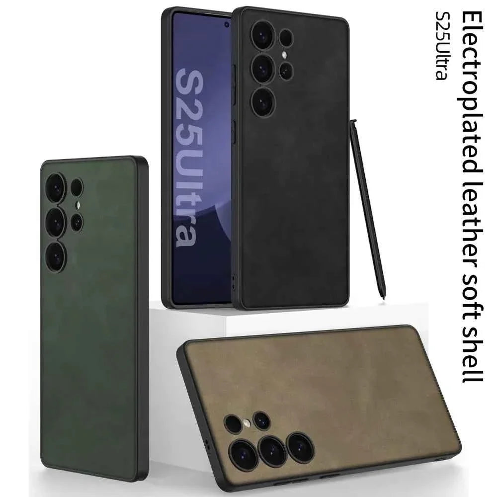 For Samsung Galaxy S25 Ultra S25Ultra Case Luxury Ultra Thin Skin Friendly Matte Leather Shockproof Protection Cover Accessories - Maliame Store
