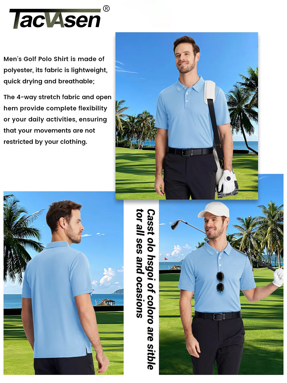 TACVASEN Summer Casual T-shirts Mens Short Sleeve Polo Shirts Button Down Work Shirts Quick Dry Tee Sports Fishing Golf Pullover - Maliame Store