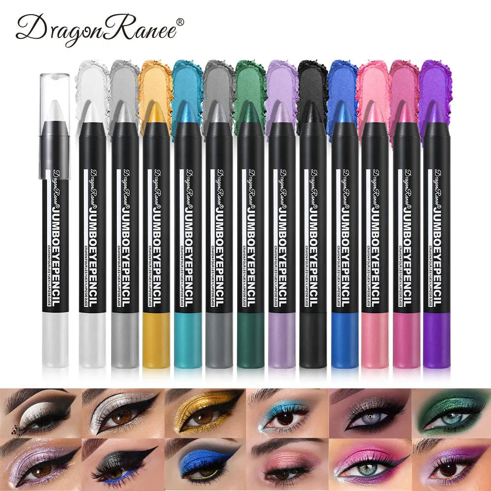 Smoky Dark Green Eyeshadow Pencil Stick Waterproof Pearlescent 12 Colors Metallic Glitter Eye Shadow Highlighter Pen Makeup Tool - Maliame Store