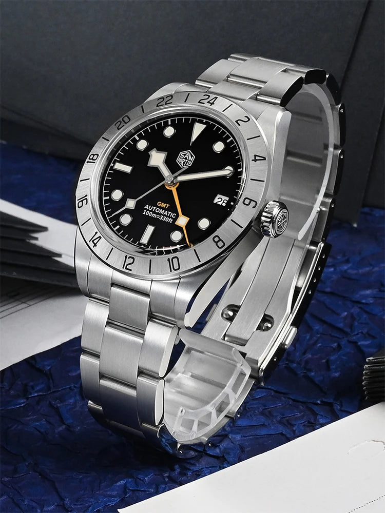San Martin New 39mm NH34 BB GMT Automatic Mechanical Watch Sport Watch Sapphire Luminous Waterproof 100m for Men Relogio SN0054