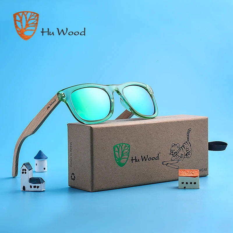 HU WOOD Brand Design Kids Children Sunglasses Multi-color Frame Wooden Sun Glasses For Child Boys Girls Sunglasses Baby GR1001 - Maliame Store