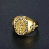 Bague pour homme Vierge Marie en or