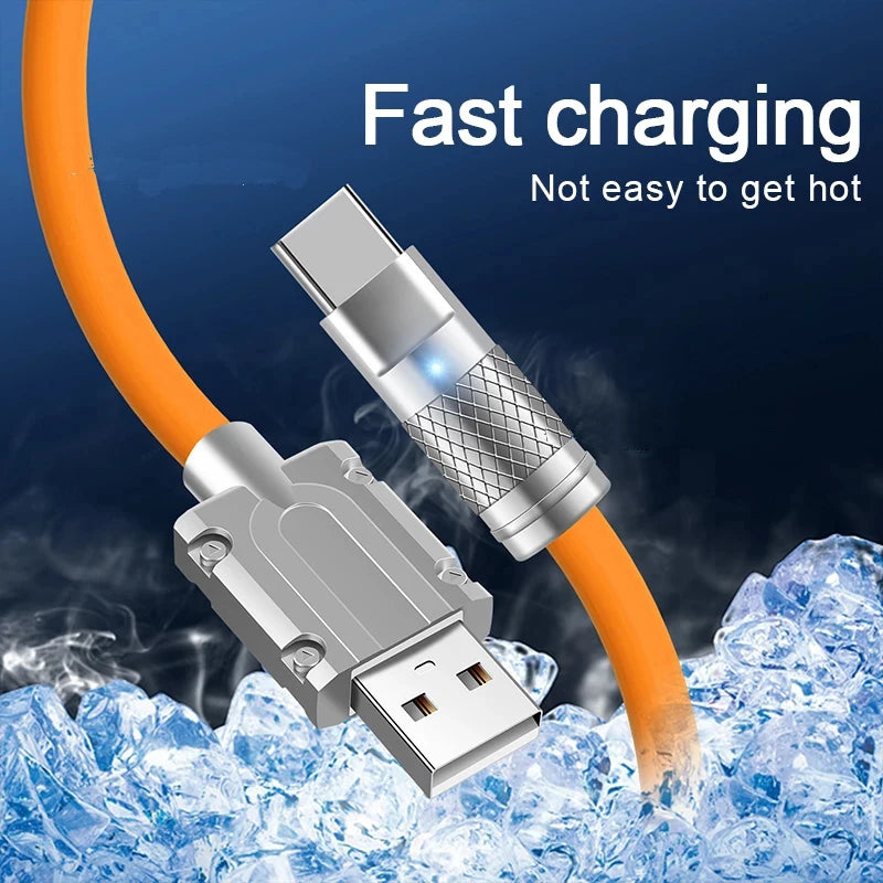 120W 6A Super Fast Charge USB C Liquid Silicone Cable For iPhone 14 15 Huawei Samsung Xiaomi Quick Charger Type-C Data Wire - Maliame Store
