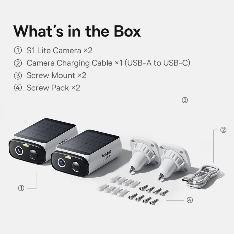 Caméra de sécurité solaire Baseus S1 Lite 2K