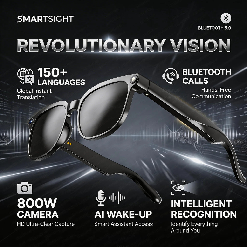 Lunettes intelligentes 4K 8MP Homme avec caméra HD 2026, traduction plus de 150 langues, ChatGPT, enregistrement vidéo WIFI, appel Bluetooth, lunettes audio Femme