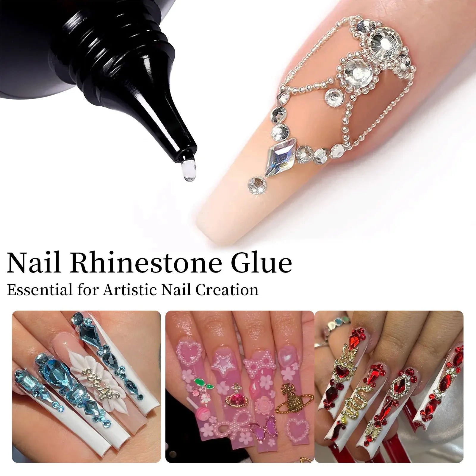 30g Nail Rhinestone Glue for Nails Super Strong Gel Nail Glue for Nail Charm 3D Nails Bling Gel Decoration Gem Nail Art Diamonds - Maliame Store