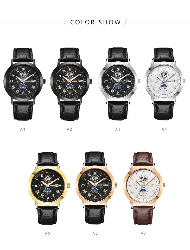 Men's Leather Strap Quartz Watch - Affordable Earth Date Wristwatches for Men - Maliame Store