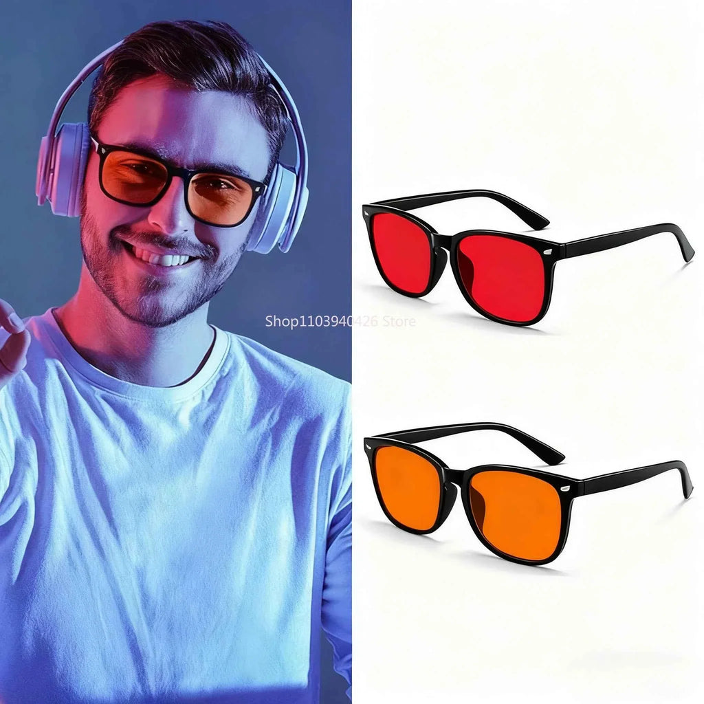 Blue Light Glasses Men Sleep Glasses For Blue Light Blocking Red Lens For Computer Gaming Reduce Eyestrain Bluelight Glasses - Maliame Store