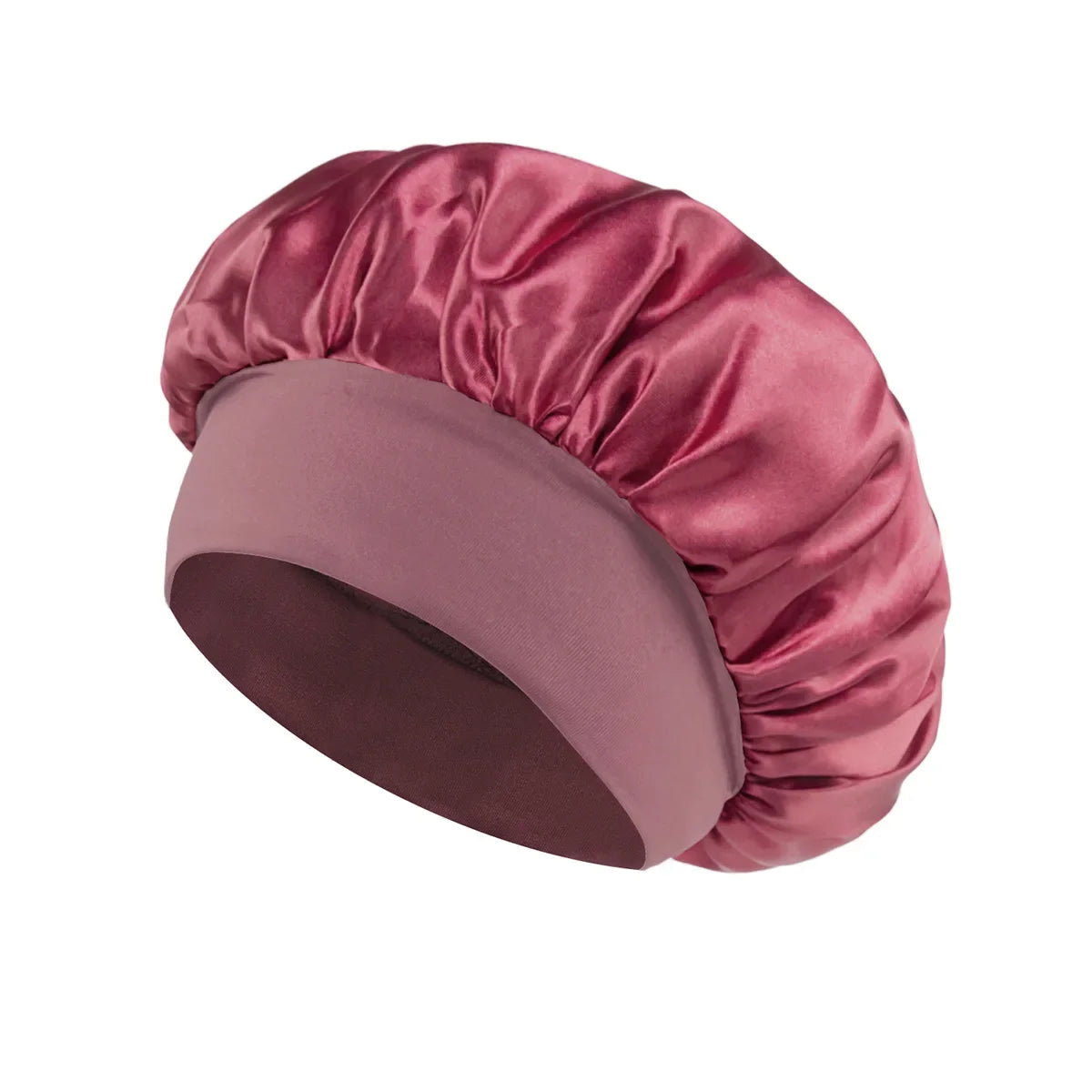 Women Satin Bonnet Hair Bonnet for Sleeping Hair Care Silk Bonnets Solid Wide-brimmed Sleeping Hat with Elastic Soft Band - Maliame Store