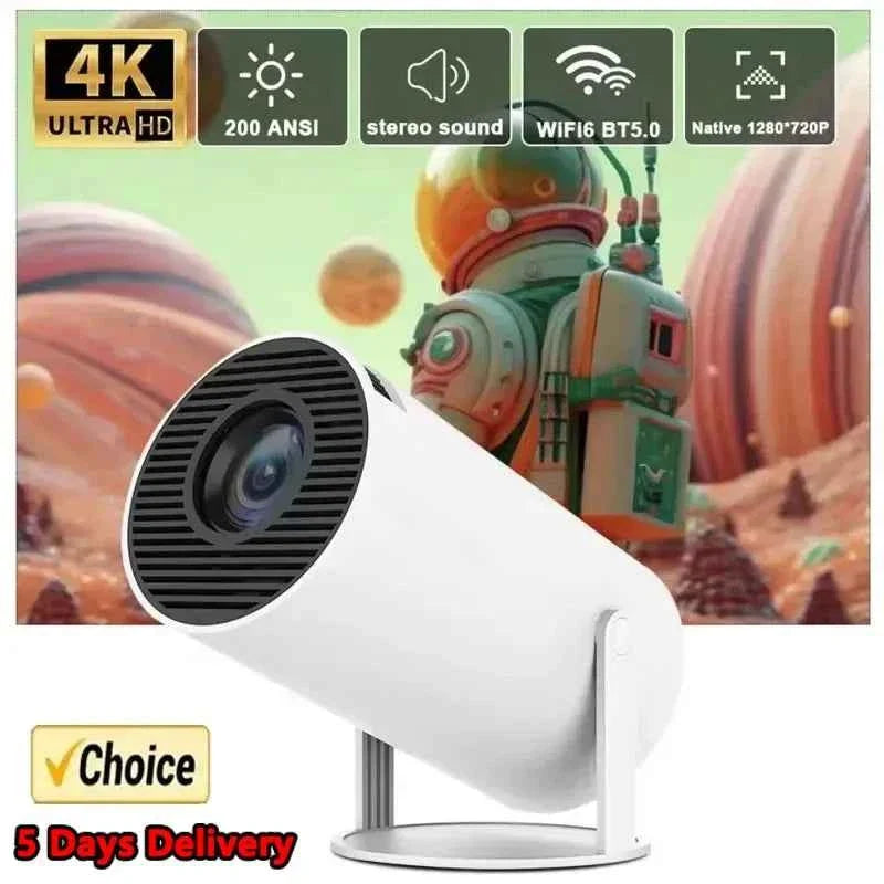 Projector HY300 4K Android 11 Dual Wifi6 260ANSI Allwinner H713 BT5.0 1080P 1280*720P Home Cinema Outdoor Projetor - Maliame Store