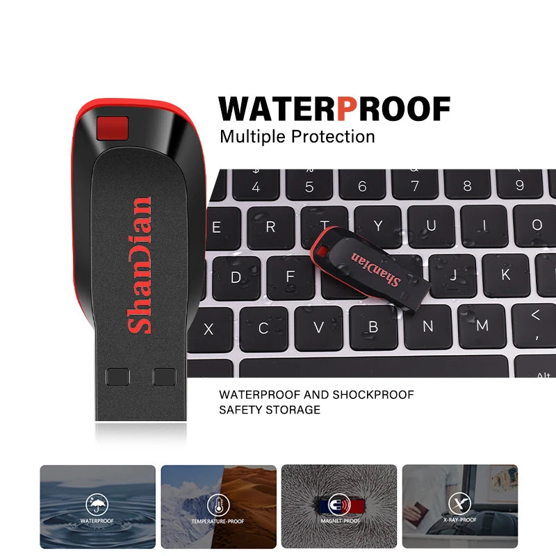 High -capacity speed USB Flash Drives 2.0 128GB 64GB Black Free Keychain Pen Drive 32GB Storage Memory Stick Mini Business Gift - Maliame Store