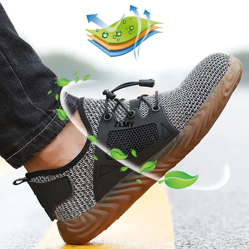 Mesh Safety Shoes Men Summer Steel Toe Work Shoes Puncture Proof Anti-smash Work Safety Boots Man Breathable Security Boots Male