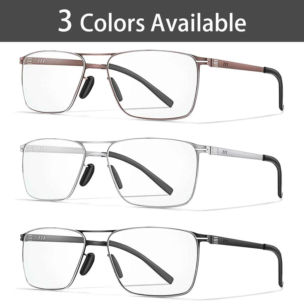 Metal Anti-Blue Light Photochromic Reading glasses Rectangular Eyewear Frame Presbyopic Unisex Surf Internet Read magazines - Maliame Store