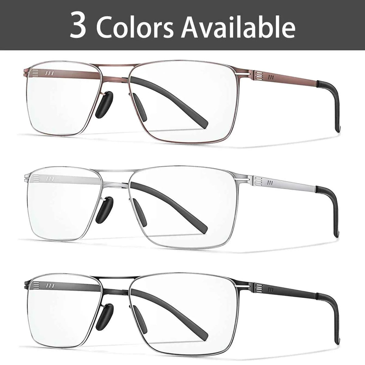 Metal Anti-Blue Light Photochromic Reading glasses Rectangular Eyewear Frame Presbyopic Unisex Surf Internet Read magazines - Maliame Store