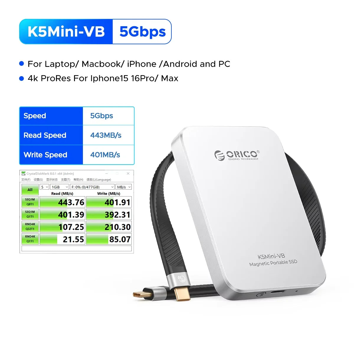 SSD externe magnétique ORICO K20Mini
