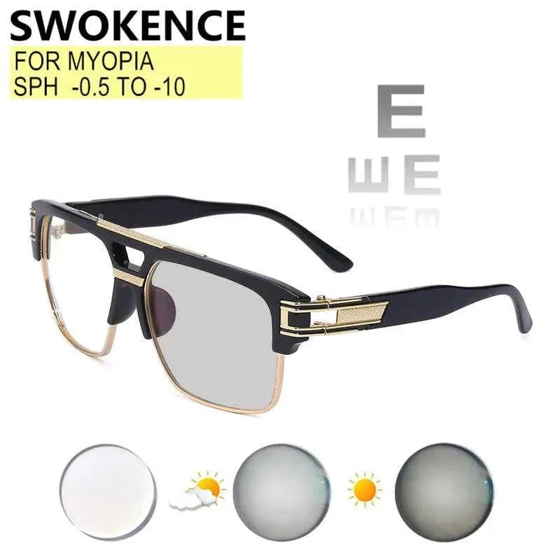 Prescription Glasses For Myopia Or Astigmatism Custom Women Men Large Size Frame Blue Light Blocking Or Photochromic Lenses F522 - Maliame Store