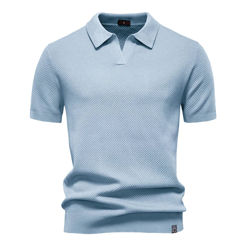 AIOPESON Men's Summer Breathable Polo Shirt Short Sleeve Solid Color Casual Polo Shirts for Men Lightweight Stretch Polo ﻿ - Maliame Store
