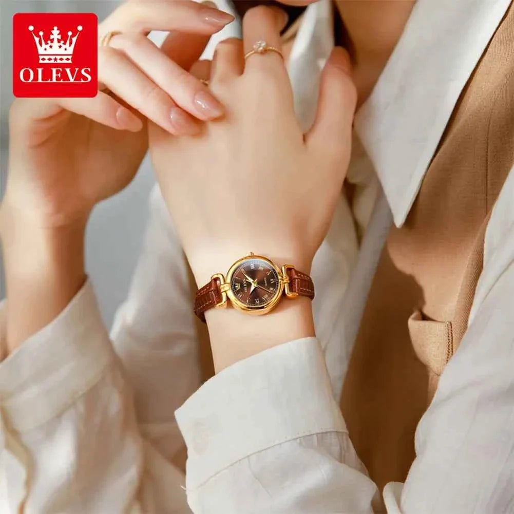 Womens Elegant Quartz Watch - Original Waterproof Leather Strap with Luminous Date Feature, Perfect Gift for Ladies and Girls - Maliame Store