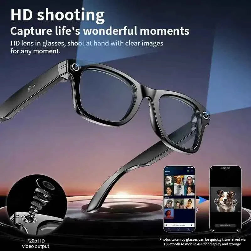 HD Smart Glasses with AI Camera, Bluetooth Call, Voice Assistant, and 260mAh Battery - Maliame Store