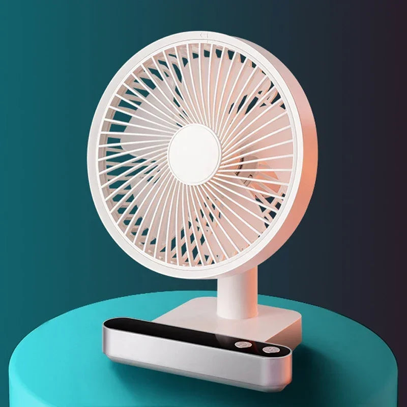Ventilateur de bureau oscillant rechargeable par USB, 4 vitesses, mini ventilateur de table rafraîchissant de 5000 mAh, tête réglable, ventilateur personnel pour la maison et le bureau