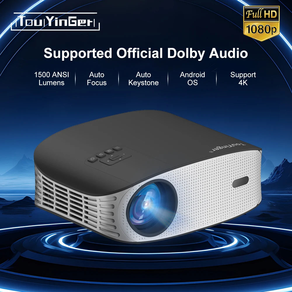 Touyinger ET32 1500ANSI Full HD 4K Projector  5G WIFI Home theater Media Video Player Smart Beamer