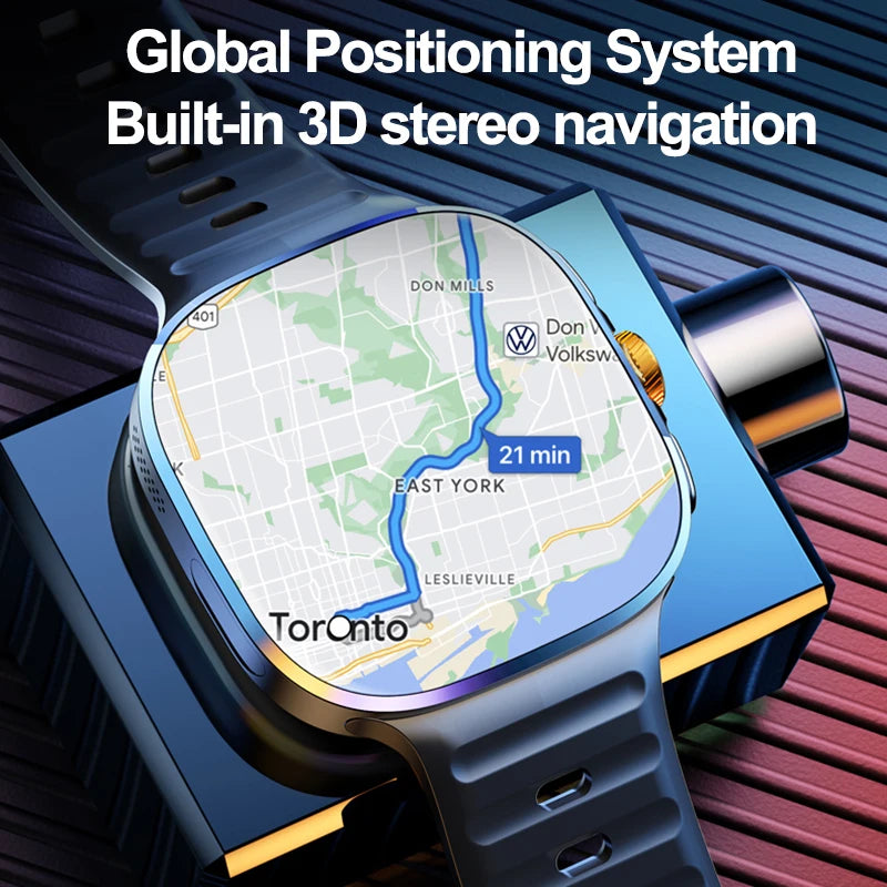 Montre Intelligente 5G/4G Tout Réseau Appel Vidéo sur Grand Écran HD 2,40 pouces 720*720 8 Go+128 Go de RAM Google Play WIFI GPS Smartwatch 2100 mAh