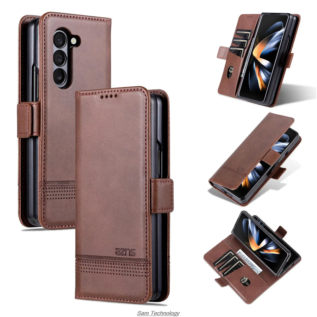 Magnetic Adsorption Leather Fitted Case: Samsung Z Fold 5 6 7 4 3 5G - Maliame Store