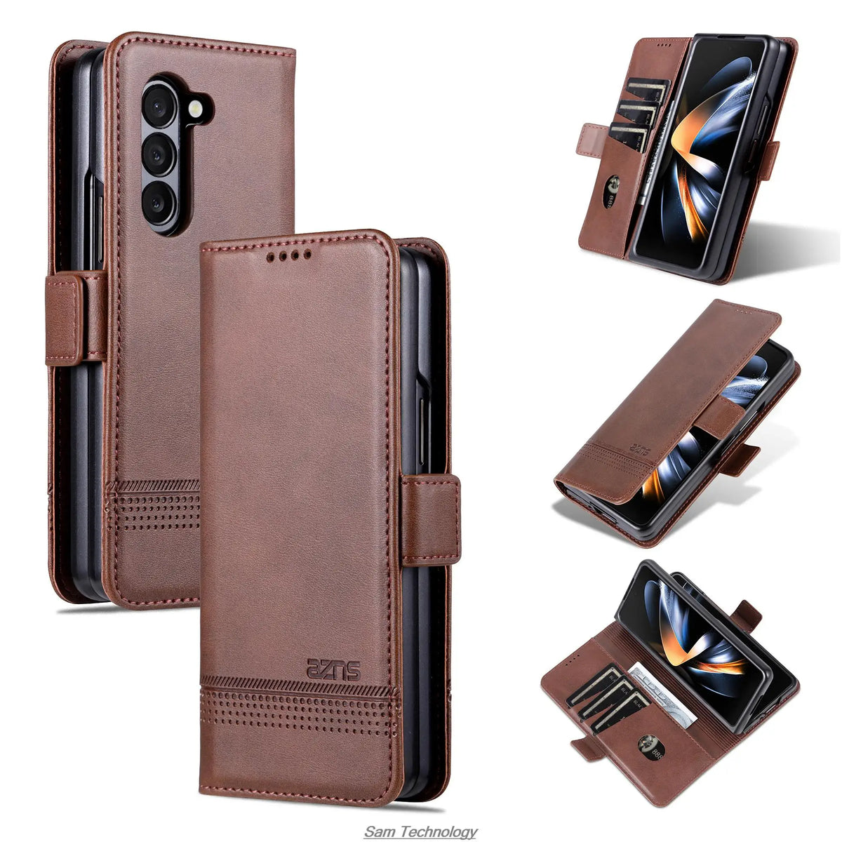 Magnetic Adsorption Leather Fitted Case: Samsung Z Fold 5 6 7 4 3 5G - Maliame Store