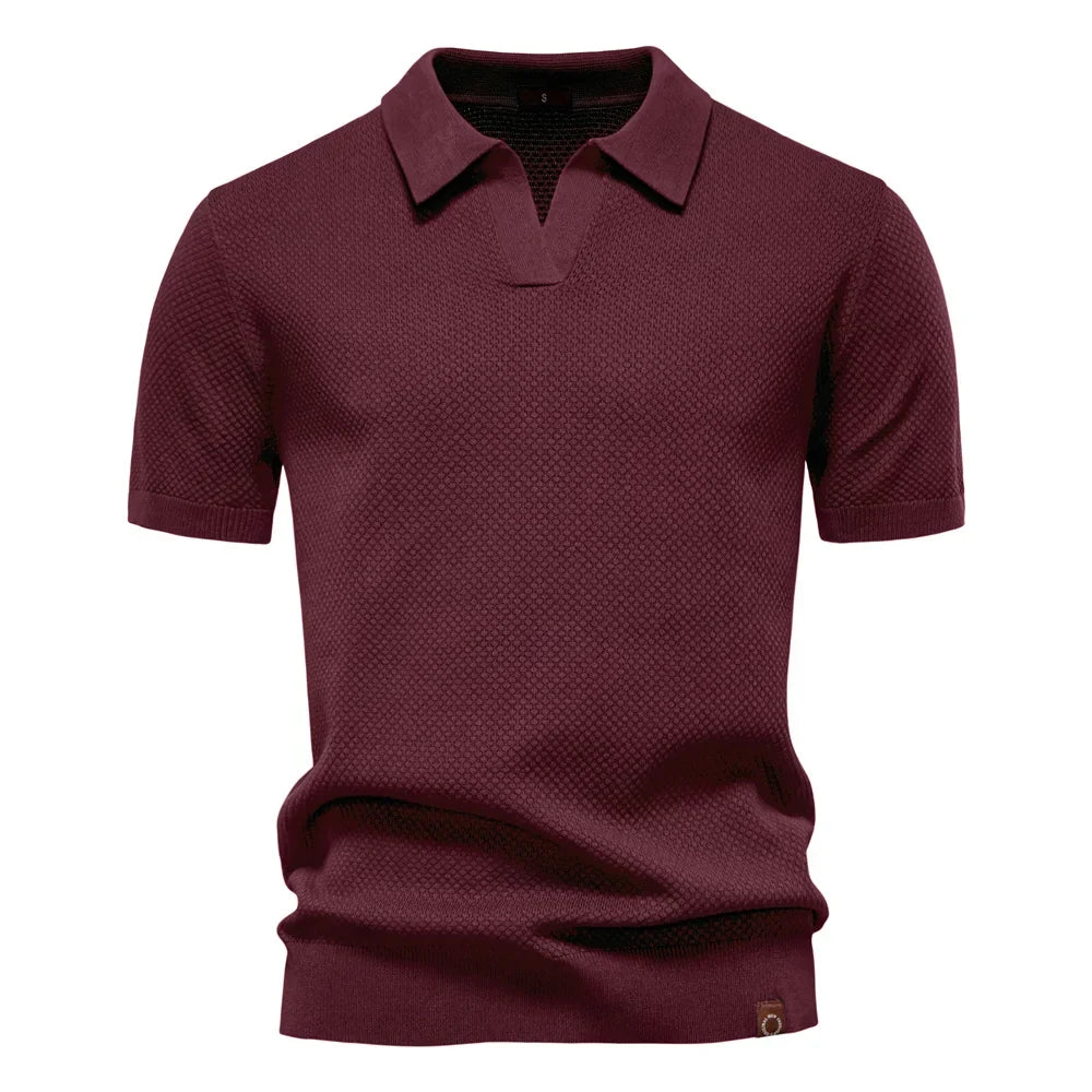 AIOPESON Men's Summer Breathable Polo Shirt Short Sleeve Solid Color Casual Polo Shirts for Men Lightweight Stretch Polo ﻿ - Maliame Store