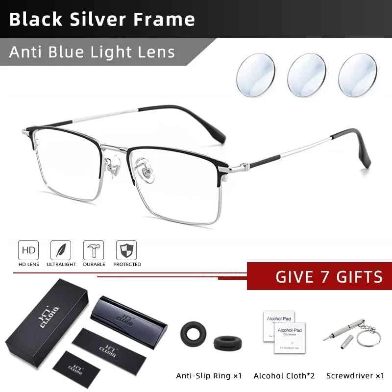 CLLOIO Ultralight Business Men Glasses Reading Glasses Anti Blue Light Myopia Prescription Glasses Hyperopia Optical Eyeglasses - Maliame Store