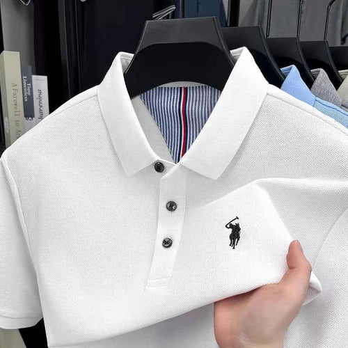 100% Pure Cotton Polo Shirt for Men - High-End Brand Short Sleeve Summer Fashion with Original Pony Embroidery - Maliame Store