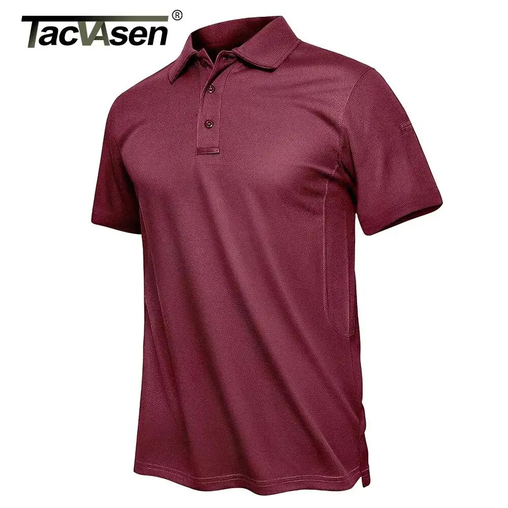 TACVASEN Summer Polo Tee Shirts Men's Short Sleeve Quick Dry T-shirt Breathable Work Shirt Fishing Hiking Golf Polos Top Man - Maliame Store