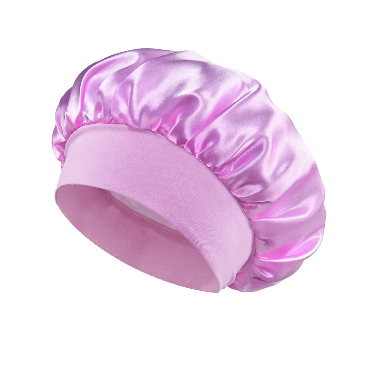 Women Satin Bonnet Hair Bonnet for Sleeping Hair Care Silk Bonnets Solid Wide-brimmed Sleeping Hat with Elastic Soft Band - Maliame Store
