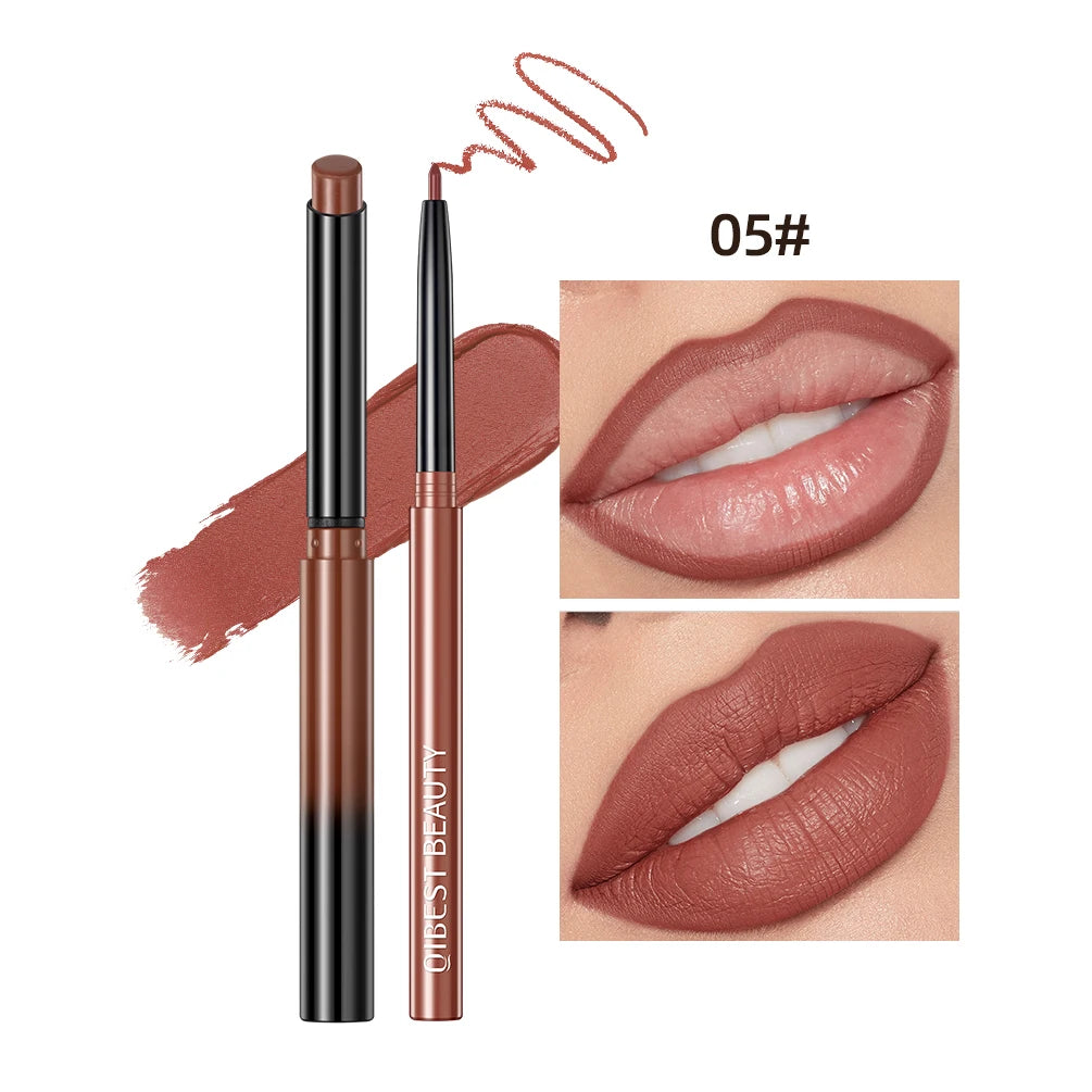 QIBEST Matte Nude Lipstick Pen Long Lasting Lipliner Lip Pencil Waterproof Lip Liner Contour Sexy Red Lip Makeup Set For Women - Maliame Store