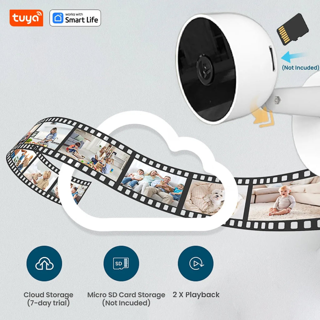 Caméra de sécurité intérieure Tuya Smart 3MP HD pour bébé/personne âgée/animal de compagnie/nourrice, avec alerte APP en temps réel, audio bidirectionnel, détection du corps humain