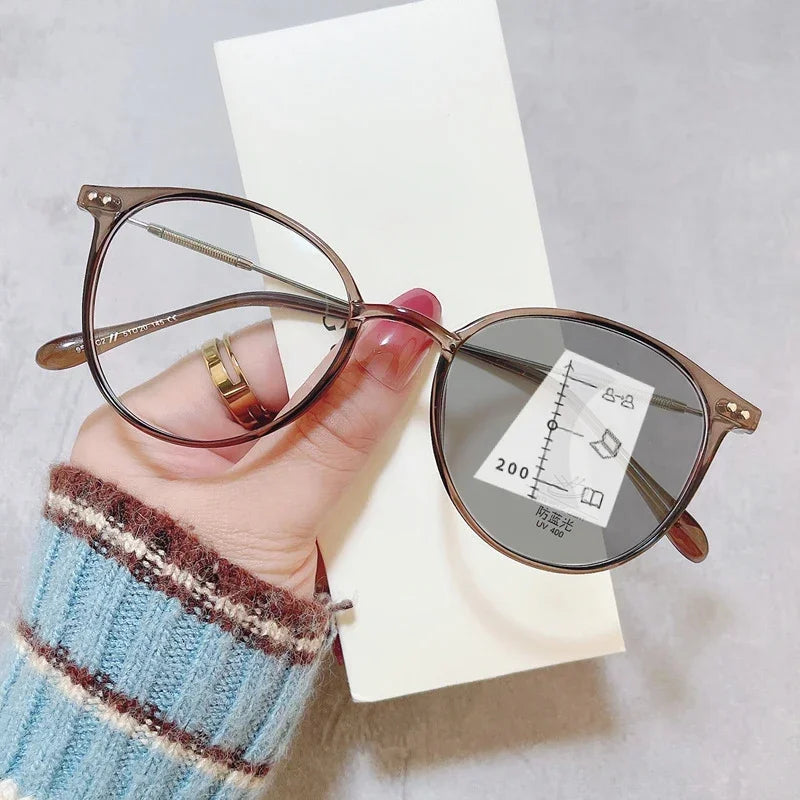 Finished Photochromic Presbyopia Sunglasses Fashion Outdoor Progressive Multifocal Eyeglasses Prescription Hyperopia Eyewear - Maliame Store