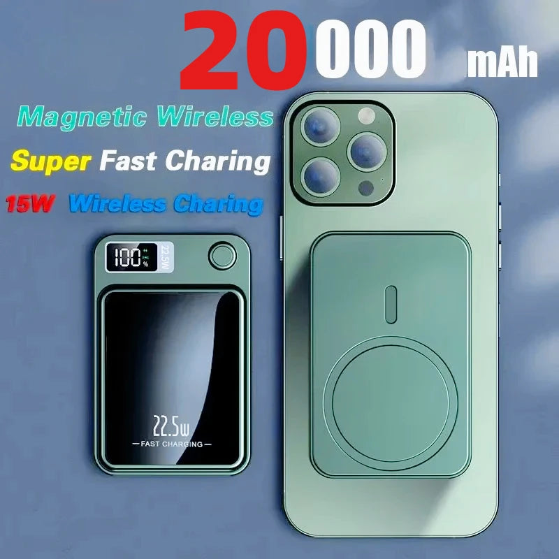 For iPhone 20000mAh Magnetic Wireless Power Bank Super Fast Charging Portable External Battery For xiaomi Samsung Huawei