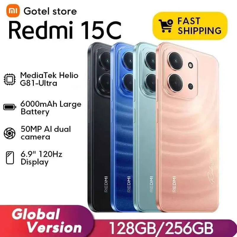 Xiaomi Redmi 15C Smartphone Global Version MediaTek Helio G81-Ultra 120Hz 6.9" Dot Drop display 33W charging - Maliame Store