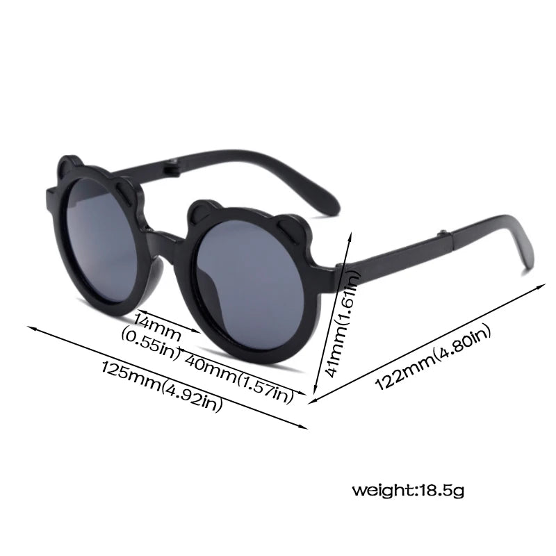 Cute Bear Ear Kids Sunglasses Fashion Foldable Outdoor Boy Girl Anti-UV Eyeglasses Cartoon Funny Glasses Kids Photography Props - Maliame Store