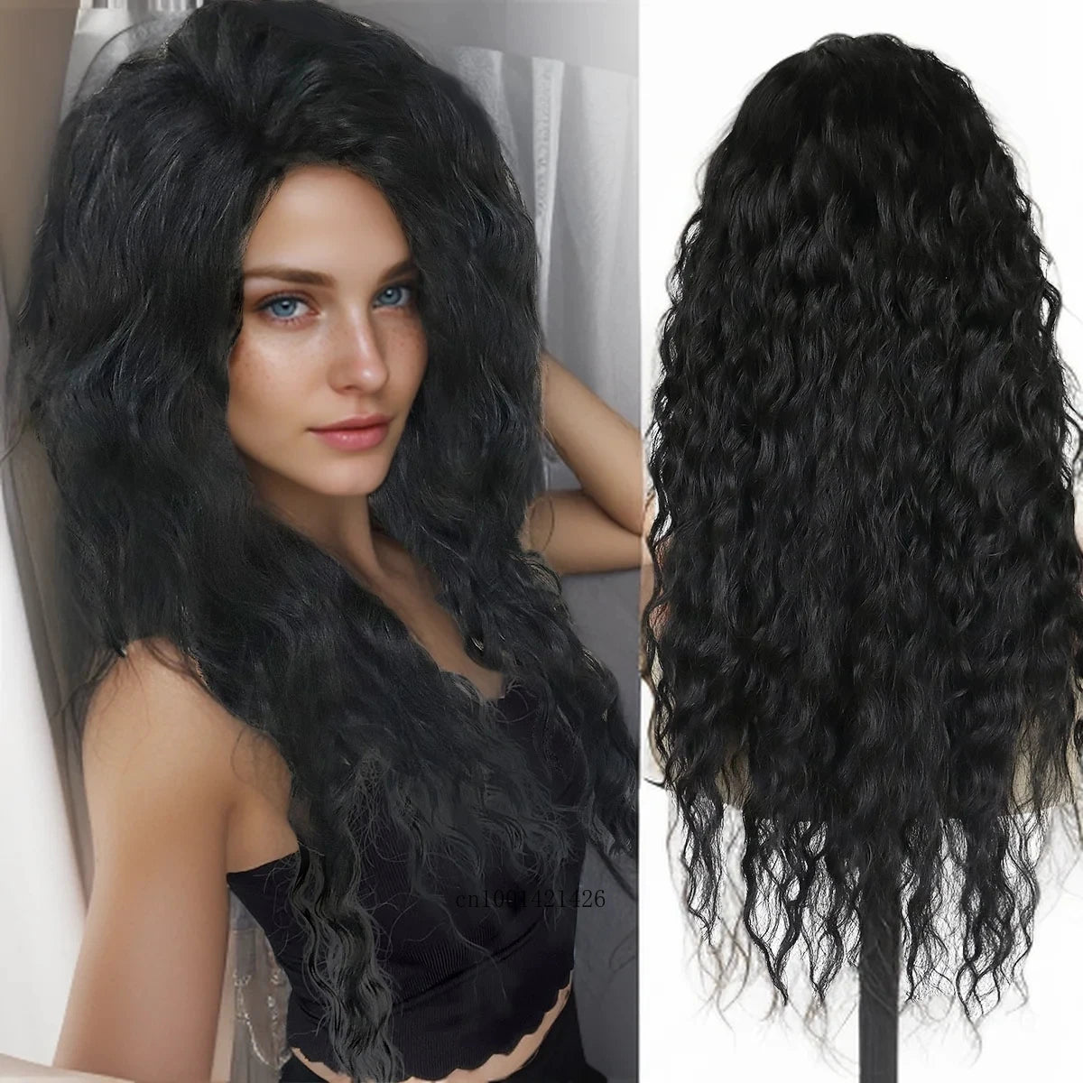 New Ash Blonde Wig Synthetic Long Curly Hair Wigs for Women Fluffy Wave Ombre Wig Costume Carnival Party Regular Cur Wig 26 Inch - Maliame Store