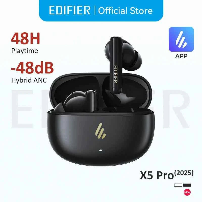 Auriculares inalámbricos Edifier X5 Pro: auriculares Bluetooth TWS con cancelación activa de ruido, resistencia al agua IP55, modo de juego y carga rápida.
