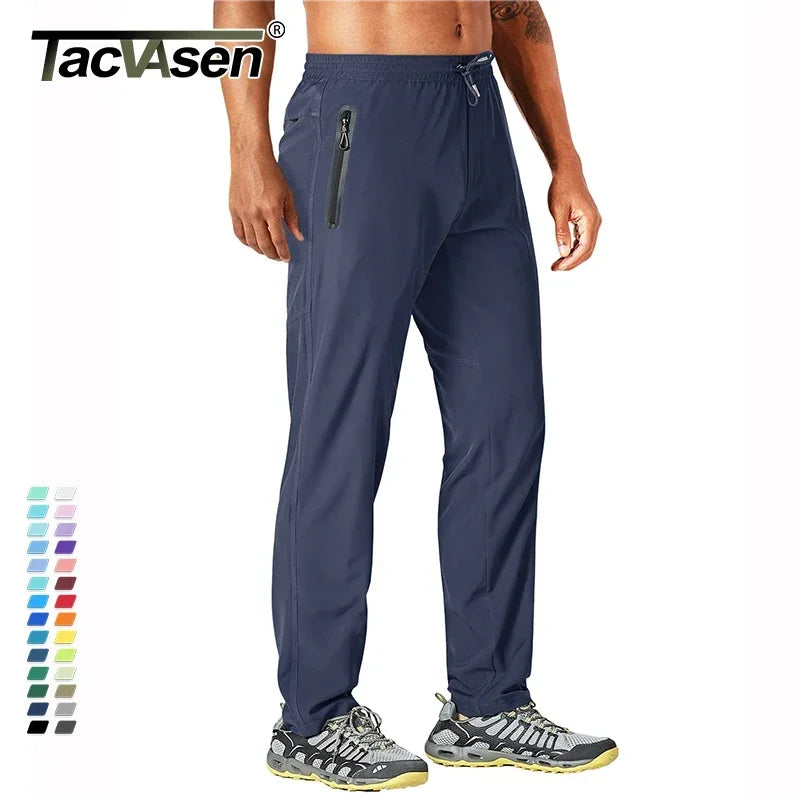 TACVASEN Outdoor Pants Men Quick Dry Straight Running Hiking Pants Elastic Lightweight Yoga Fitness Exercise Sweatpants Joggers - Maliame Store