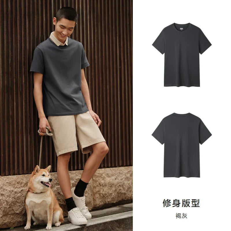 Semir Short Sleeve Men T-Shirt Cotton 2025 Summer New Man Clothing Thin And Versatile T Shirt Couples Solid Color Tops - Maliame Store