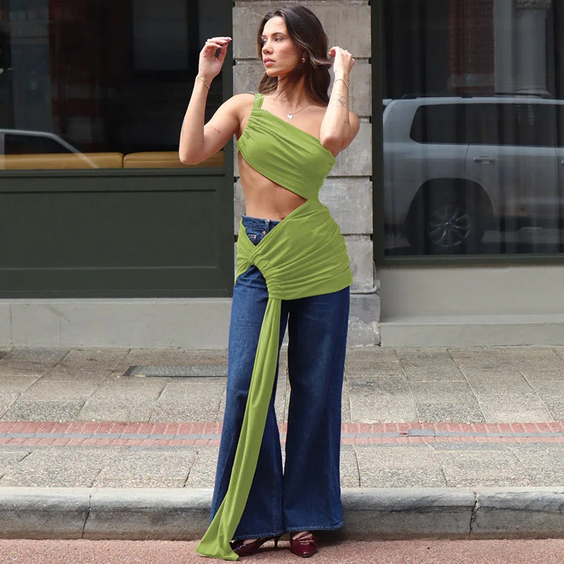 Ladies Summer 2 Pieces Set Women Sleeveless Backless Strap Spit Crop Top Side Slit Slim Long Skirt Evening Party Club Streetwear