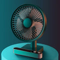 Ventilateur de bureau oscillant rechargeable par USB, 4 vitesses, mini ventilateur de table rafraîchissant de 5000 mAh, tête réglable, ventilateur personnel pour la maison et le bureau