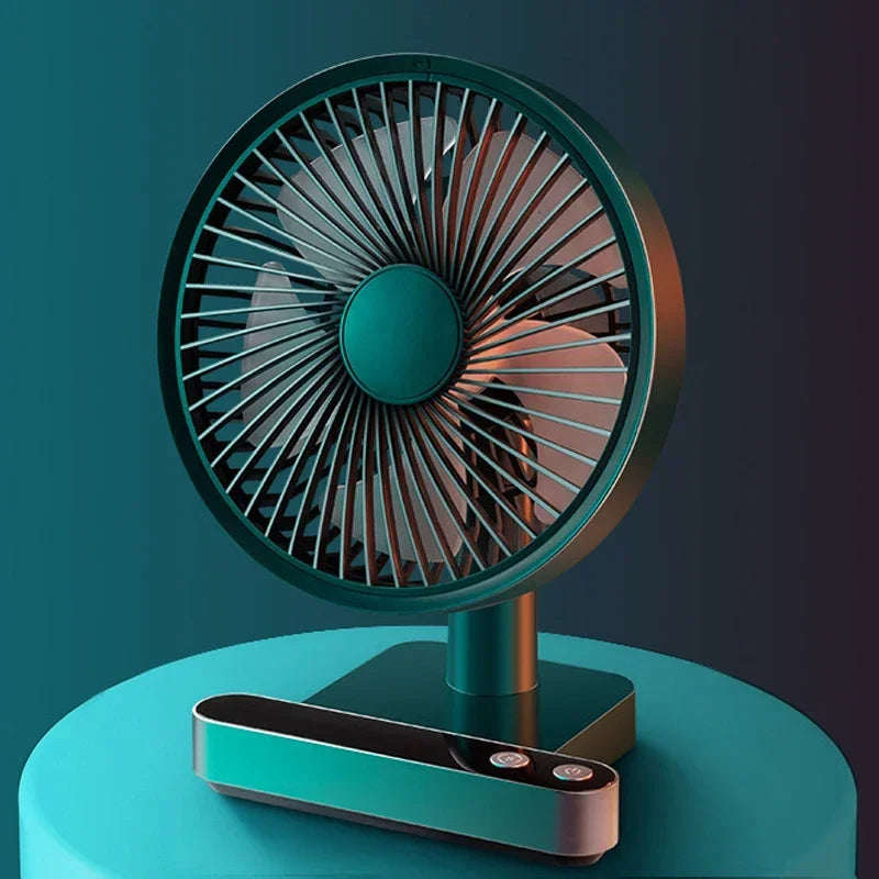 Ventilateur de bureau oscillant rechargeable par USB, 4 vitesses, mini ventilateur de table rafraîchissant de 5000 mAh, tête réglable, ventilateur personnel pour la maison et le bureau