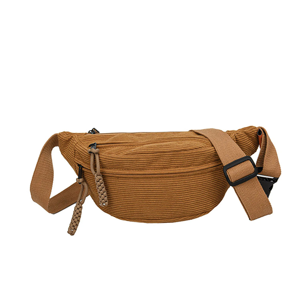 New Casual Corduroy Belt Bags for Women Simple Fashion Fanny Pack Female Banana Waist Bag Hip Purse Shoulder Crossbody Chest Bag - Maliame Store